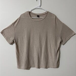 *FREE WITH BUNDLE* SHEIN Beige Ribbed Long Sleeve Tee